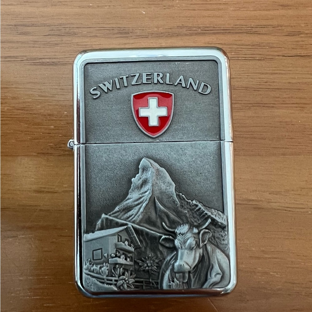 Star-1 Switzerland Silver Lighter with Red Swiss Shield